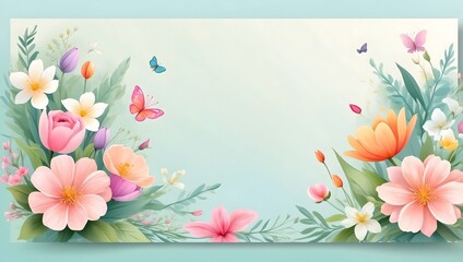 Frühlingshafte Design Vorlage mit Blüten in hellen Pastelltönen