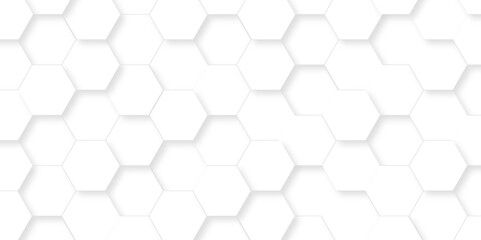 Naklejka premium Abstract surface mosaic and tiles minimal tech bee website science element grid overlay white hexagon futuristic technology geometric texture background. 