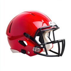 Fototapeta premium vibrant red football helmet with sleek design and black faceguard, perfect for sports enthusiasts and athletes