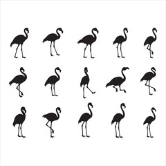 Obraz premium Flamingos Silhouette Vector Set