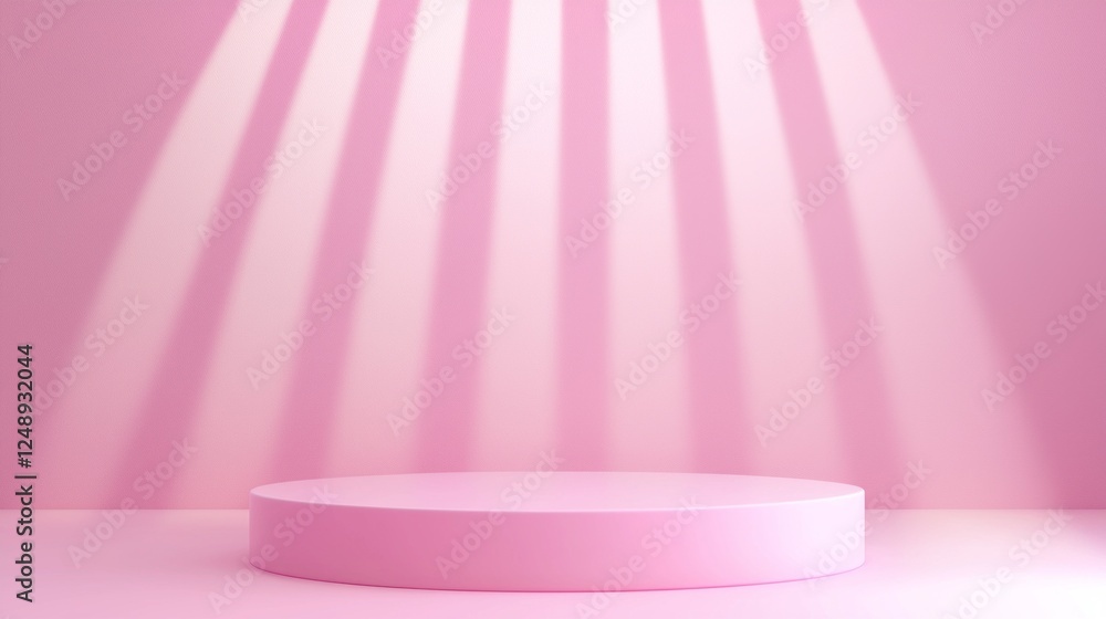 Poster Featuring a soft pink geometric backdrop, this minimal design showcases a circular podium. It sets the perfect stage for various ceremonial activities and artistic displays