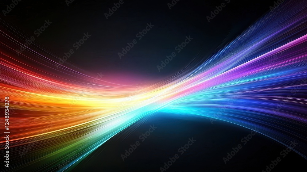 Poster vibrant light trails in various colors against a dark background create a dynamic visual effect.