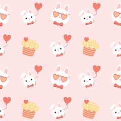 Hand drawn valentine's day seamless pattern with romantic symbols.