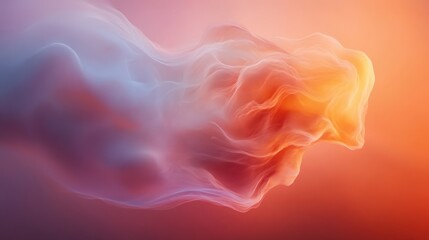 Fototapeta premium An ethereal swirl of colorful smoke forms a delicate and captivating composition against a soft gradient background, evoking a sense of fluidity and dynamic beauty.