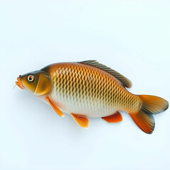 Fototapeta premium Carp fish on a white surface