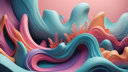 Obraz premium 3D Design Hintergrund Grafik - Boho Style - Helle Farben