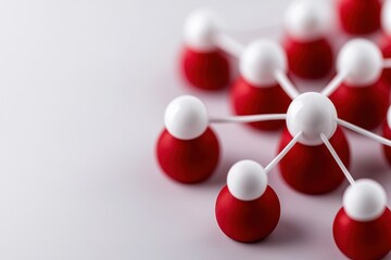3D molecular structure model showcasing red and white atoms with connecting bonds against a neutral background.