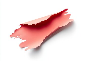 Torn coral paper, studio shot, white background, design element