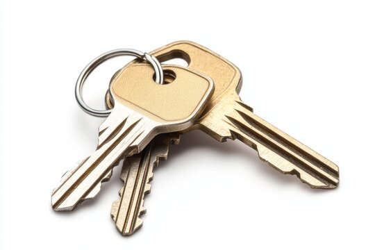 Gold keys keyring isolated white background security access