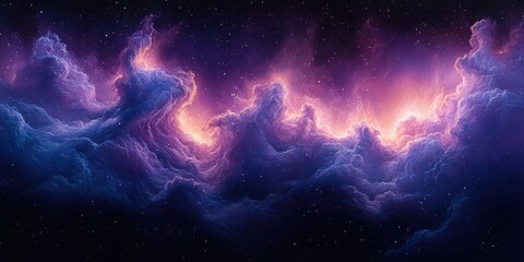 Obraz premium Vibrant Cosmic Nebula Surrealism Art Piece with Stars and Ethereal Light