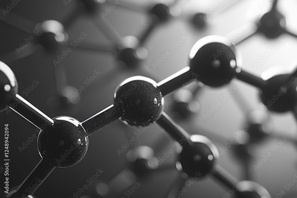 Poster molecular model showing atomic arrangement. computer graphics representation of a chemical molecule'