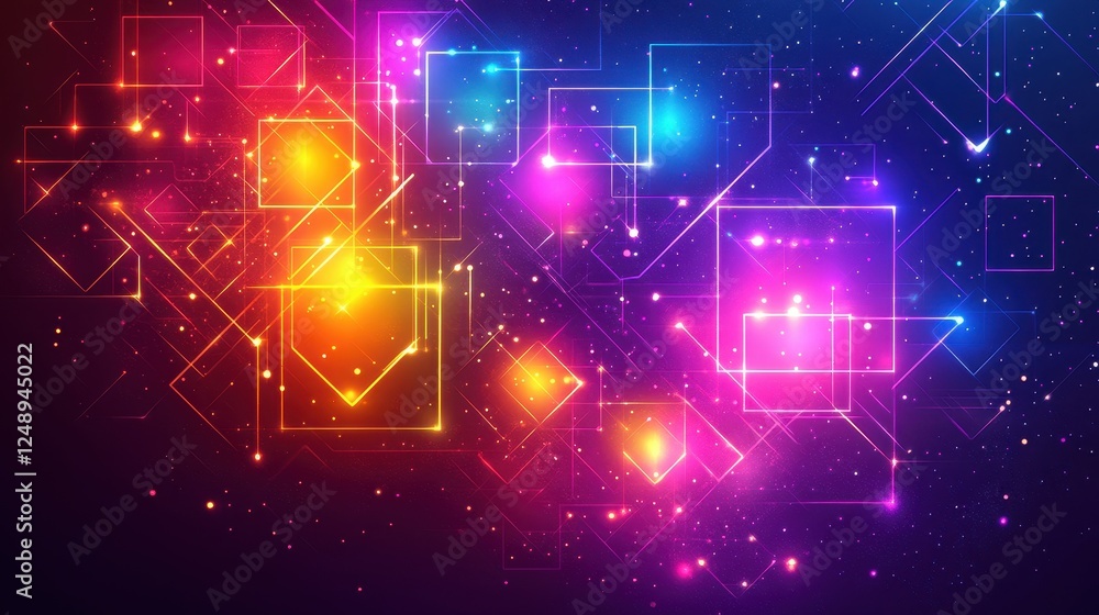 Poster abstract glowing network; digital connections; vibrant hues; technology background; website banner
