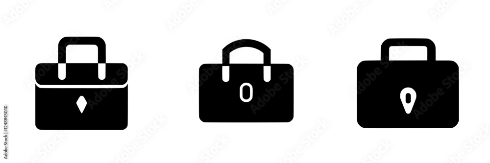Poster various styles of black toolbox icons displayed against a white background highlighting design varia
