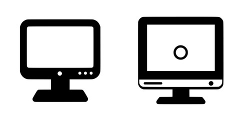 Two stylized computer monitors displaying different designs set against a plain background