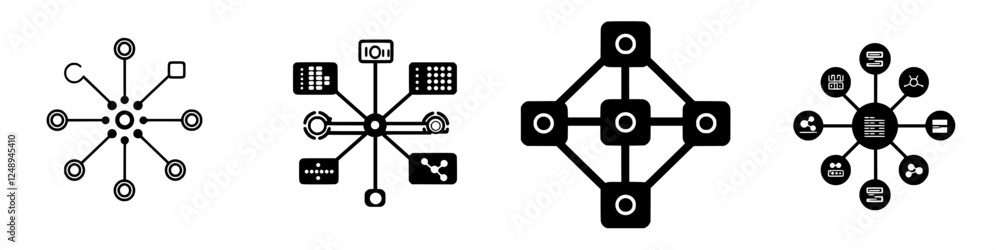 Poster visual representation of interconnected ideas and data with various diagram styles in a cohesive lay