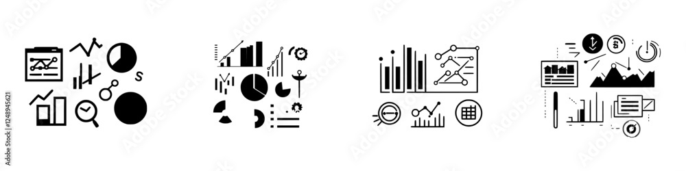 Poster modern design elements showcase various data visualization techniques for business presentations in 