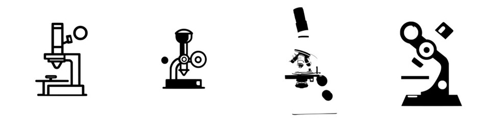 Collection of microscope illustrations representing different designs and styles