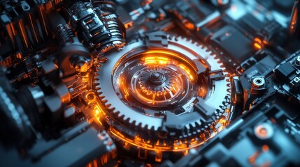 Fototapeta premium A futuristic piece of machinery with glowing components in action