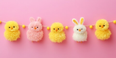 Custom vertical slats with your photo A detailed close-up of an array of small stuffed animals neatly arranged on a string, showcasing their vibrant colors and textures.