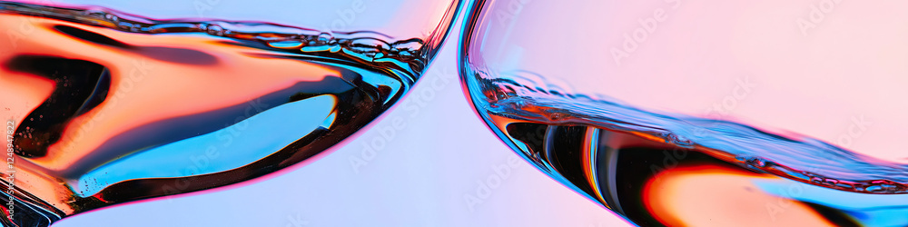 Poster abstract image of intersecting translucent forms with liquid and air bubbles