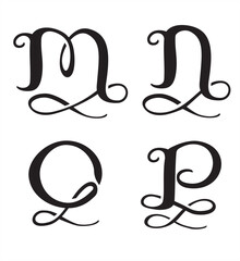 Stylized Monogram Set Letters M, N, O, P