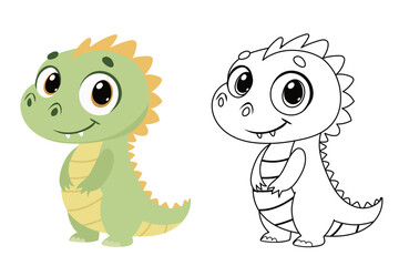 cute dinosaur, dragon, coloring book for kids