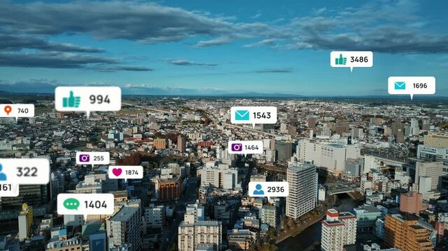sns, social media, word of mouth, marketing, review, city, society, network, business, aerial view, drone, bird eye view, notification, message, comment, era, trend, fashion, reputation, shop, gps, em