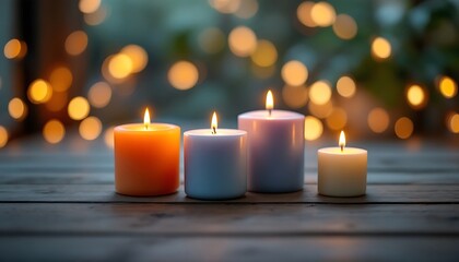 Illuminated Candles: A Serene Bokeh-Lit Still Life
