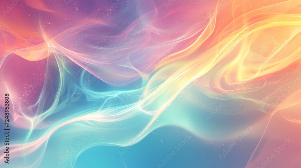 Poster breathtaking pastel smoke dances across the canvas, blending colors in a mesmerizing display. this e