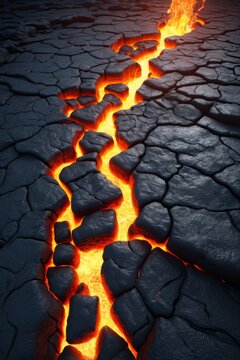 a close up of a lava lava trail with a bright orange glow