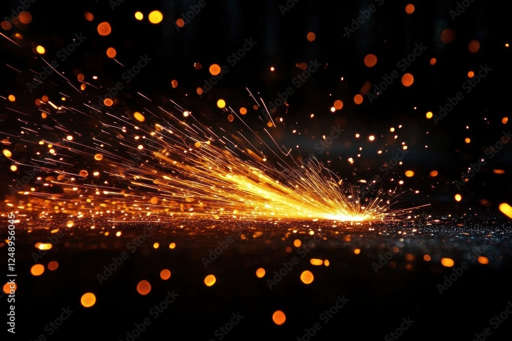 Aufkleber dynamic sparks explosion in dark high-speed photography with chiaroscuro effect and diagonal composi