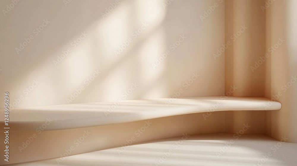 Poster soft blurred texture in an empty corner with natural light highlighting curved surface and warm tone