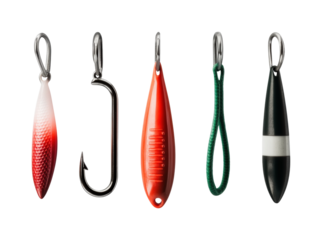 Fishing lures display workshop studio isolated on transparent background