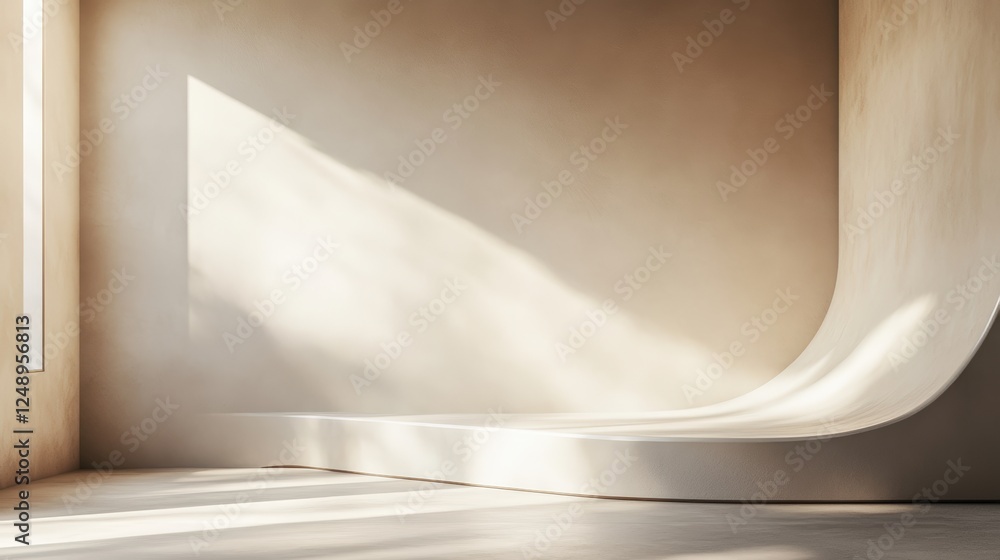 Poster soft blurred corner of an empty room with natural light highlighting smooth curved walls and subtle 