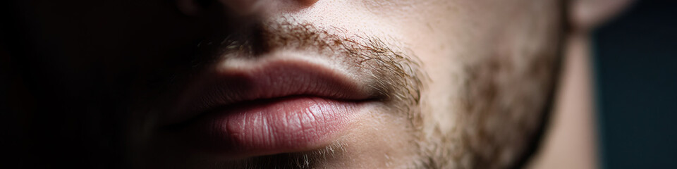Fototapeta premium Close-up Photograph of Man's Mouth and Facial Hair