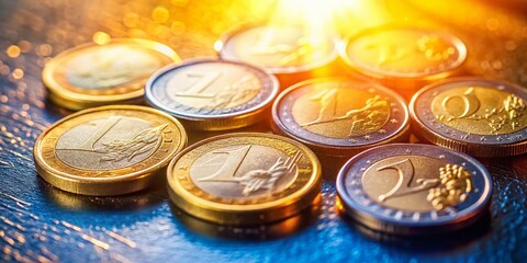 Aerial View of Six Euro Coins Arranged on a Surface