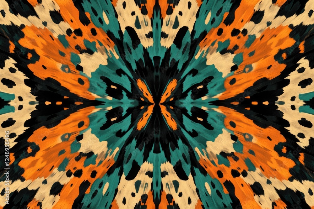 Poster vibrant symmetrical design with multiple colors.