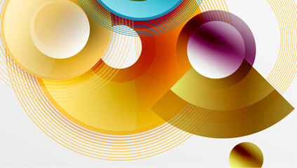 Abstract composition of overlapping circles with smooth gradients and transparency effects. Clean and modern design emphasizing depth, symmetry, and a minimal aesthetic