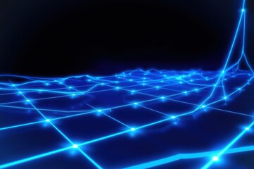Fototapeta premium Abstract Blue Digital Network Data Flow
