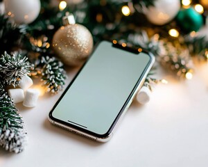 Christmas Smartphone Mockup on Festive Background