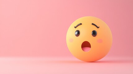 Fototapeta premium 3D human emoticon, surprised expression, raised eyebrows, pastel tones