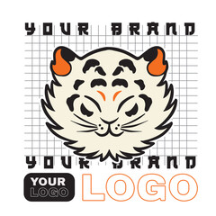 Tiger anger. Vector illustration of a tiger head.	
