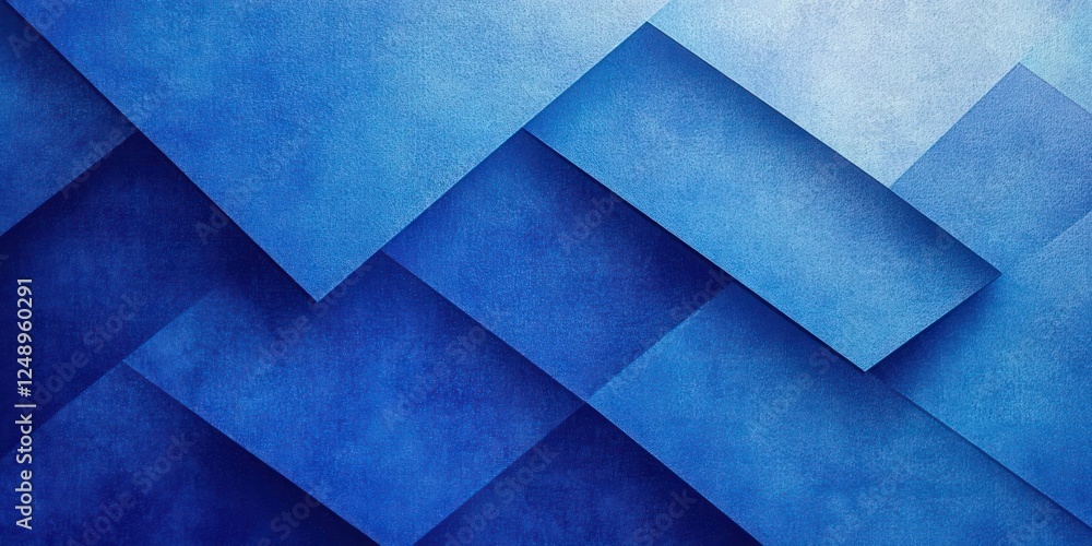 Poster layered blue geometric shapes abstract composition with soft lighting and gradient effect in modern 