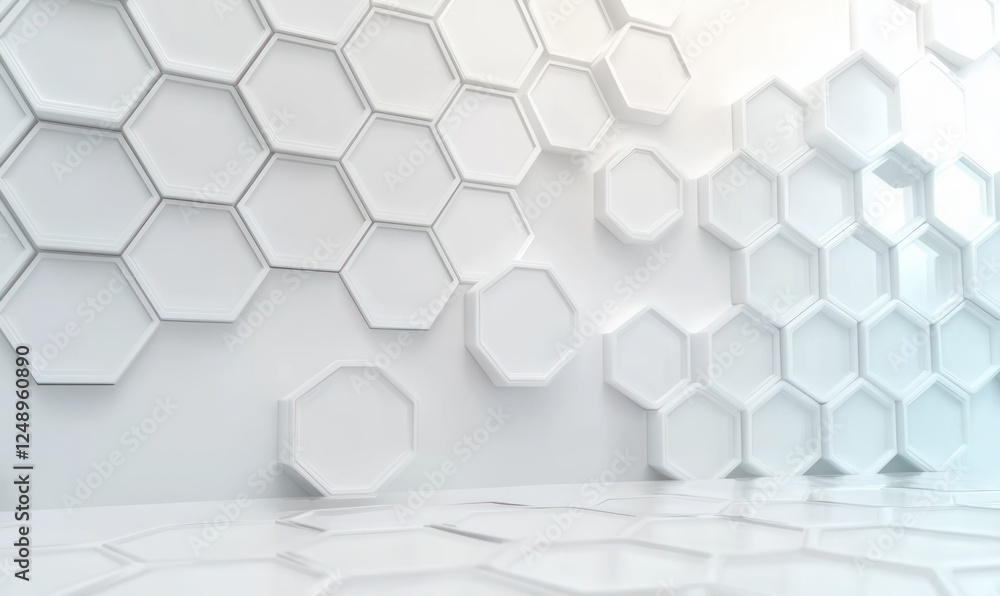 Poster minimalist abstract hexagon background copy space soft white design