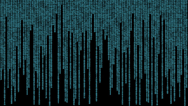 Matrix code, digital rain background, The falling characters in vertical lines on computer screen