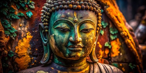 Ancient Buddha Statue Macro Detail, Thailand - Weathered Stone Texture