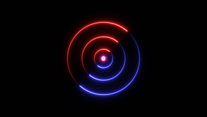 Neon glowing bullseye target background. Target Acquisition icon.