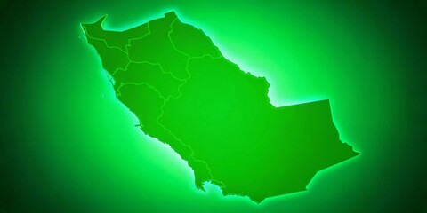 Obraz premium Animated Saudi Arabia Northern Borders Map Silhouette, Green Screen, Highlighting Key Locations
