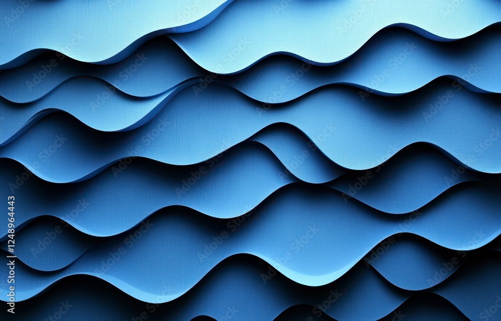 Poster abstract textured background with layered wavy lines in deep blue tones, creating a sense of depth a