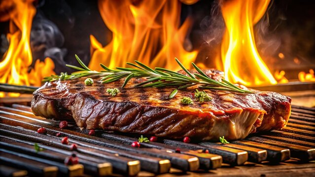 Argentinian Asado: Perfectly Grilled Meat Cooking on Fire, Copy Space